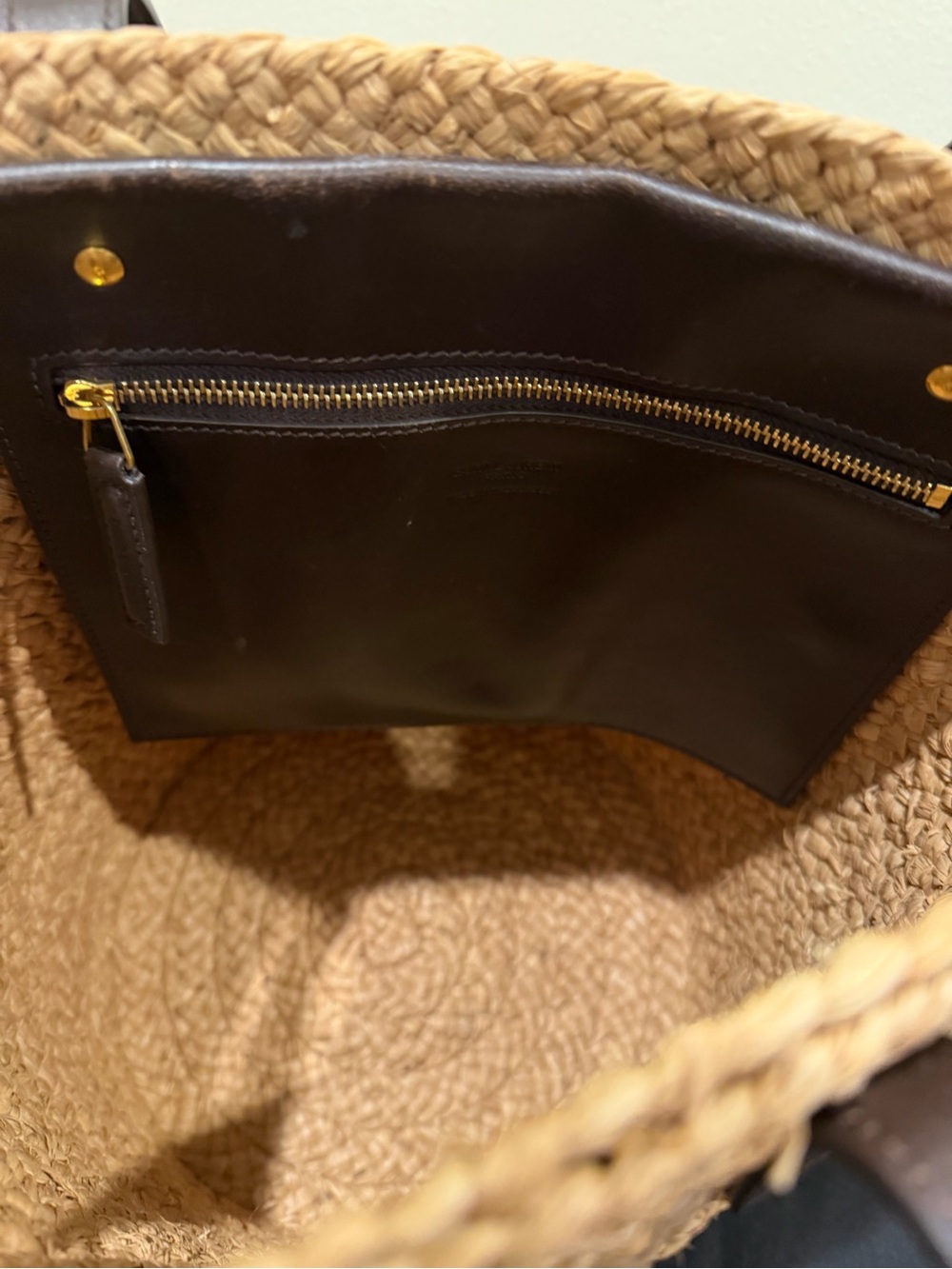 Saint Laurent Panier Raffia Tote with Dark Brown Leather Trim - Picture 5 of 6